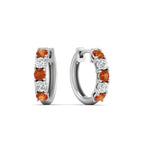 Load image into Gallery viewer, 1-ct.-diamond-small-hoop-earring-with-orange-sapphire-in-white-gold-FD-EAR10773GSAOR-NL-WG