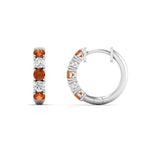 Load image into Gallery viewer, 1-ct.-diamond-small-hoop-earring-with-orange-sapphire-in-white-gold-FD-EAR10773GSAOR-NL-WG