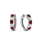 Load image into Gallery viewer, 1-ct.-diamond-small-hoop-earring-with-ruby-in-white-gold-FD-EAR10773GRUDR-NL-WG