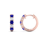 Load image into Gallery viewer, 1-ct.-diamond-small-hoop-earring-with-sapphire-in-rose-gold-FD-EAR10773GSABL-NL-RG