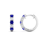 Load image into Gallery viewer, 1-ct.-diamond-small-hoop-earring-with-sapphire-in-white-gold-FD-EAR10773GSABL-NL-WG