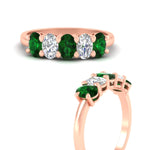 Load image into Gallery viewer, 1.5-ct.-emerald-five-stone-anniversary-band-in-rose-gold-fdwb8008ovgemgrangle3-1.50ct-nl-rg.jpg