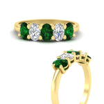 Load image into Gallery viewer, 1.5-ct.-emerald-five-stone-anniversary-band-in-yellow-gold-fdwb8008ovgemgrangle3-1.50ct-nl-yg.jpg