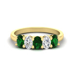 Load image into Gallery viewer, 1.5-ct.-emerald-five-stone-anniversary-band-in-yellow-gold-fdwb8008ovgemgrsleep-1.50ct-nl-yg.jpg