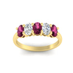 Load image into Gallery viewer, 1.5-ct.-pink-sapphire-five-stone-anniversary-band-in-yellow-gold-fdwb8008ovgsadrpiangle5-1.50ct-nl-yg.jpg