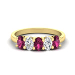 Load image into Gallery viewer, 1.5-ct.-pink-sapphire-five-stone-anniversary-band-in-yellow-gold-fdwb8008ovgsadrpisleep-1.50ct-nl-yg.jpg