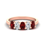 Load image into Gallery viewer, 1.5-ct.-ruby-five-stone-anniversary-band-in-rose-gold-fdwb8008ovgrudrsleep-1.50ct-nl-rg.jpg