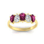 Load image into Gallery viewer, 1.50-carat-5-stone-classic-wedding-band-pink-sapphire-teardrop-in-yellow-gold-fdwb8008pegsadrpiangle5-1.50ct-nl-yg.jpg