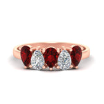 Load image into Gallery viewer, 1.50-carat-5-stone-classic-wedding-band-ruby-teardrop-in-rose-gold-fdwb8008pegrudrsleep-1.50ct-nl-rg.jpg