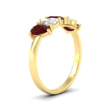 Load image into Gallery viewer, 1.50-carat-5-stone-classic-wedding-band-ruby-teardrop-in-yellow-gold-fdwb8008pegrudrangle2-1.50ct-nl-yg.jpg