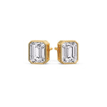 Load image into Gallery viewer, Stud Earring Emerald Diamond Bezel