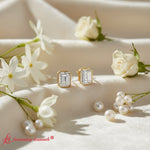 Load image into Gallery viewer, 1.50-carat-bezel-stud-earring-emerald-diamond-in-yellow-gold-FD-EAR10516EM