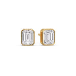 Load image into Gallery viewer, Stud Earring Emerald Diamond Bezel