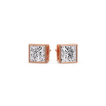 Load image into Gallery viewer, Stylish Princess Bezel Diamond Studs