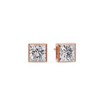 Load image into Gallery viewer, Stylish Princess Bezel Diamond Studs
