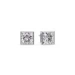 Load image into Gallery viewer, Stylish Princess Bezel Diamond Studs