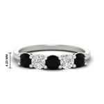 Load image into Gallery viewer, 1.50-carat-five-stone-diamond-and-black-diamond-wedding-band-in-white-gold-FDENS141ROBGBLACKANGLE3-1.50CT-NL-WG