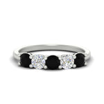 Load image into Gallery viewer, 1.50-carat-five-stone-diamond-and-black-diamond-wedding-band-in-white-gold-FDENS141ROBGBLACKANGLE3-1.50CT-NL-WG