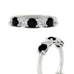 Load image into Gallery viewer, 1.50-carat-five-stone-diamond-and-black-diamond-wedding-band-in-white-gold-FDENS141ROBGBLACKANGLE3-1.50CT-NL-WG