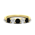 Load image into Gallery viewer, 1.50-carat-five-stone-diamond-and-black-diamond-wedding-band-in-yellow-gold-FDENS141ROBGBLACKANGLE3-1.50CT-NL-YG