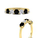 Load image into Gallery viewer, 1.50-carat-five-stone-diamond-and-black-diamond-wedding-band-in-yellow-gold-FDENS141ROBGBLACKANGLE3-1.50CT-NL-YG