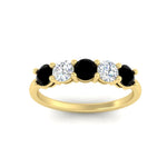 Load image into Gallery viewer, 1.50-carat-five-stone-diamond-and-black-diamond-wedding-band-in-yellow-gold-FDENS141ROBGBLACKANGLE3-1.50CT-NL-YG