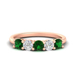 Load image into Gallery viewer, 1.50-carat-five-stone-diamond-and-emerald-wedding-band-in-rose-gold-FDENS141ROBGEMGRANGLE3-1.50CT-NL-RG