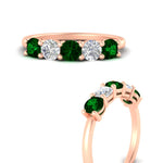 Load image into Gallery viewer, 1.50-carat-five-stone-diamond-and-emerald-wedding-band-in-rose-gold-FDENS141ROBGEMGRANGLE3-1.50CT-NL-RG