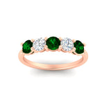 Load image into Gallery viewer, 1.50-carat-five-stone-diamond-and-emerald-wedding-band-in-rose-gold-FDENS141ROBGEMGRANGLE3-1.50CT-NL-RG