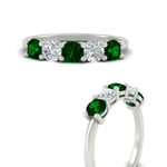 Load image into Gallery viewer, 1.50-carat-five-stone-diamond-and-emerald-wedding-band-in-white-gold-FDENS141ROBGEMGRANGLE3-1.50CT-NL-WG