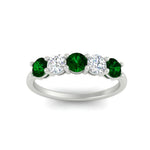 Load image into Gallery viewer, 1.50-carat-five-stone-diamond-and-emerald-wedding-band-in-white-gold-FDENS141ROBGEMGRANGLE3-1.50CT-NL-WG