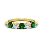 Load image into Gallery viewer, 1.50-carat-five-stone-diamond-and-emerald-wedding-band-in-yellow-gold-FDENS141ROBGEMGRANGLE3-1.50CT-NL-YG
