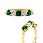 Load image into Gallery viewer, 1.50-carat-five-stone-diamond-and-emerald-wedding-band-in-yellow-gold-FDENS141ROBGEMGRANGLE3-1.50CT-NL-YG