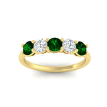 Load image into Gallery viewer, 1.50-carat-five-stone-diamond-and-emerald-wedding-band-in-yellow-gold-FDENS141ROBGEMGRANGLE3-1.50CT-NL-YG