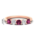 Load image into Gallery viewer, 1.50-carat-five-stone-diamond-and-pink-sapphire-wedding-band-in-rose-gold-FDENS141ROBGSADRPIANGLE3-1.50CT-NL-RG