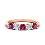Load image into Gallery viewer, 1.50-carat-five-stone-diamond-and-pink-sapphire-wedding-band-in-rose-gold-FDENS141ROBGSADRPIANGLE3-1.50CT-NL-RG