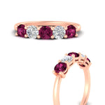 Load image into Gallery viewer, 1.50-carat-five-stone-diamond-and-pink-sapphire-wedding-band-in-rose-gold-FDENS141ROBGSADRPIANGLE3-1.50CT-NL-RG
