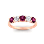 Load image into Gallery viewer, 1.50-carat-five-stone-diamond-and-pink-sapphire-wedding-band-in-rose-gold-FDENS141ROBGSADRPIANGLE3-1.50CT-NL-RG