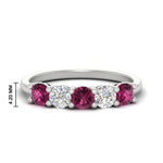 Load image into Gallery viewer, 1.50-carat-five-stone-diamond-and-pink-sapphire-wedding-band-in-white-gold-FDENS141ROBGSADRPIANGLE3-1.50CT-NL-WG