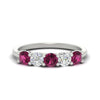 Load image into Gallery viewer, 1.50-carat-five-stone-diamond-and-pink-sapphire-wedding-band-in-white-gold-FDENS141ROBGSADRPIANGLE3-1.50CT-NL-WG