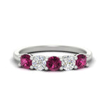Load image into Gallery viewer, 1.50-carat-five-stone-diamond-and-pink-sapphire-wedding-band-in-white-gold-FDENS141ROBGSADRPIANGLE3-1.50CT-NL-WG