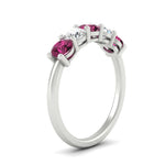 Load image into Gallery viewer, 1.50-carat-five-stone-diamond-and-pink-sapphire-wedding-band-in-white-gold-FDENS141ROBGSADRPIANGLE3-1.50CT-NL-WG