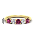 Load image into Gallery viewer, 1.50-carat-five-stone-diamond-and-pink-sapphire-wedding-band-in-yellow-gold-FDENS141ROBGSADRPIANGLE3-1.50CT-NL-YG