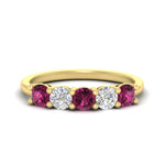 Load image into Gallery viewer, 1.50-carat-five-stone-diamond-and-pink-sapphire-wedding-band-in-yellow-gold-FDENS141ROBGSADRPIANGLE3-1.50CT-NL-YG