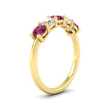 Load image into Gallery viewer, 1.50-carat-five-stone-diamond-and-pink-sapphire-wedding-band-in-yellow-gold-FDENS141ROBGSADRPIANGLE3-1.50CT-NL-YG