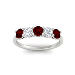 Load image into Gallery viewer, 1.50-carat-five-stone-diamond-and-ruby-wedding-band-in-white-gold-FDENS141ROBGRUDRANGLE3-1.50CT-NL-WG