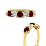Load image into Gallery viewer, 1.50-carat-five-stone-diamond-and-ruby-wedding-band-in-yellow-gold-FDENS141ROBGRUDRANGLE3-1.50CT-NL-YG
