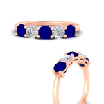 Load image into Gallery viewer, 1.50-carat-five-stone-diamond-and-sapphire-wedding-band-in-rose-gold-FDENS141ROBGSABLANGLE3-1.50CT-NL-RG