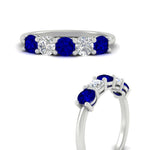 Load image into Gallery viewer, 1.50-carat-five-stone-diamond-and-sapphire-wedding-band-in-white-gold-FDENS141ROBGSABLANGLE3-1.50CT-NL-WG