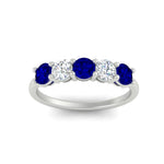 Load image into Gallery viewer, 1.50-carat-five-stone-diamond-and-sapphire-wedding-band-in-white-gold-FDENS141ROBGSABLANGLE3-1.50CT-NL-WG